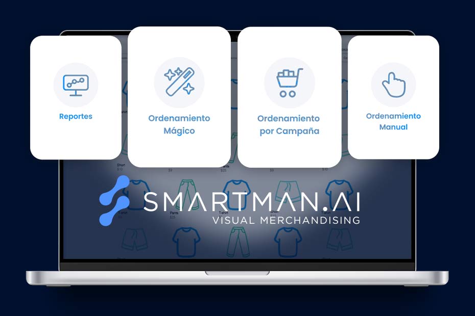 Smartman. AI Visual Merchandising, Módulos de: Reportes, Ordenamiento Mágico, Ordenamiento por Campaña, Ordenamiento Manual.